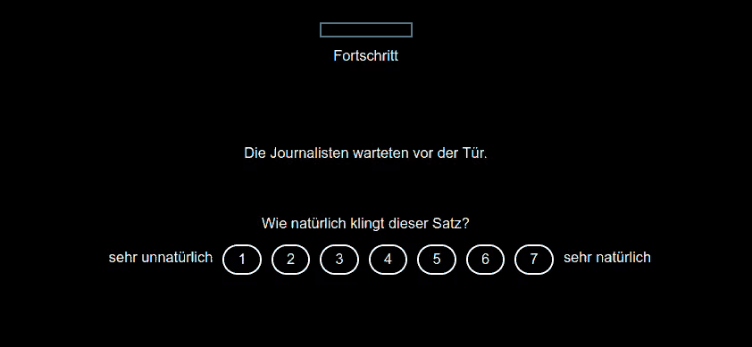 Sentence acceptability rating task